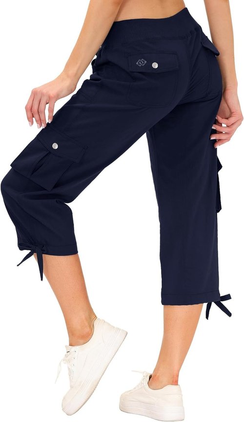 MoFiz Women's Capris - Lightweight Casual Pants with Pockets | Loose Fit Cargo for Hiking