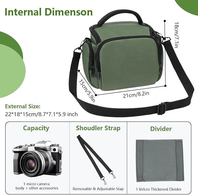 Ainiv DSLR Camera Bag, Waterproof Anti-Shock SLR Camera Case, Large Adjustable