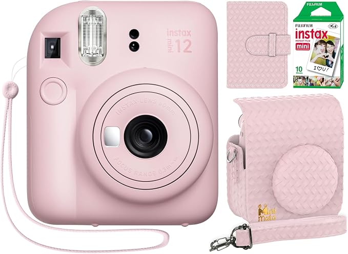 Fujifilm Instax Mini 12 Instant Camera Blossom Pink + Minimate Custom Designed