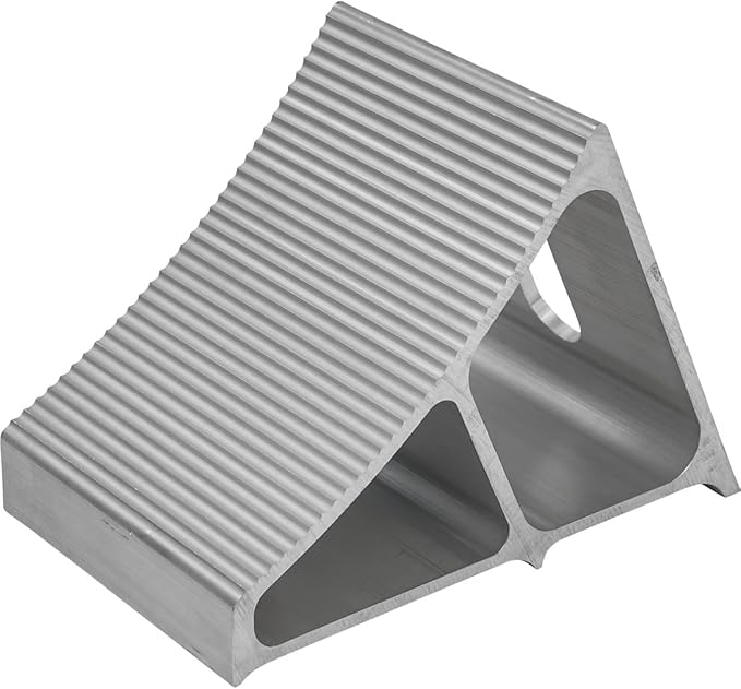 Buyers Products WC7118A Aluminum Wheel Chock with Ribbed Slope, 6 x 8.75 x 5.86 Inch, Added Security for Chocking Semi Trailers and Trucks, Ideal for Snow and Ice Conditions
