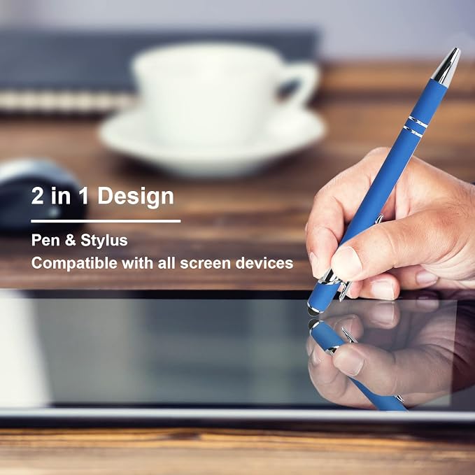 Oddmoal Ballpoint Pen with Stylus Tip, Soft Touch Click Metal Pen, 1.0mm Medium