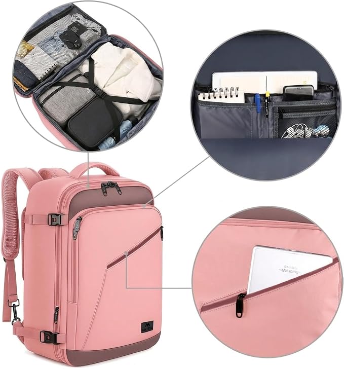 MATEIN Pink Travel Backpack for Women, 40L Water Resistant Carry on Backpack