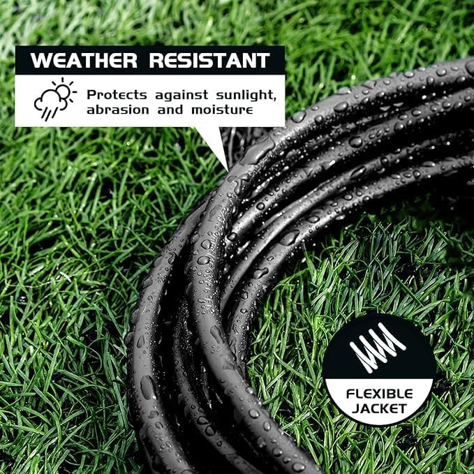 Extension Cord Weatherproof, UL Certified, 12 Gauge 3FT Black 3 Prong Heavy Duty, 12/3 SJTW 15A Power Cord for Lights, Appliances, Lawn