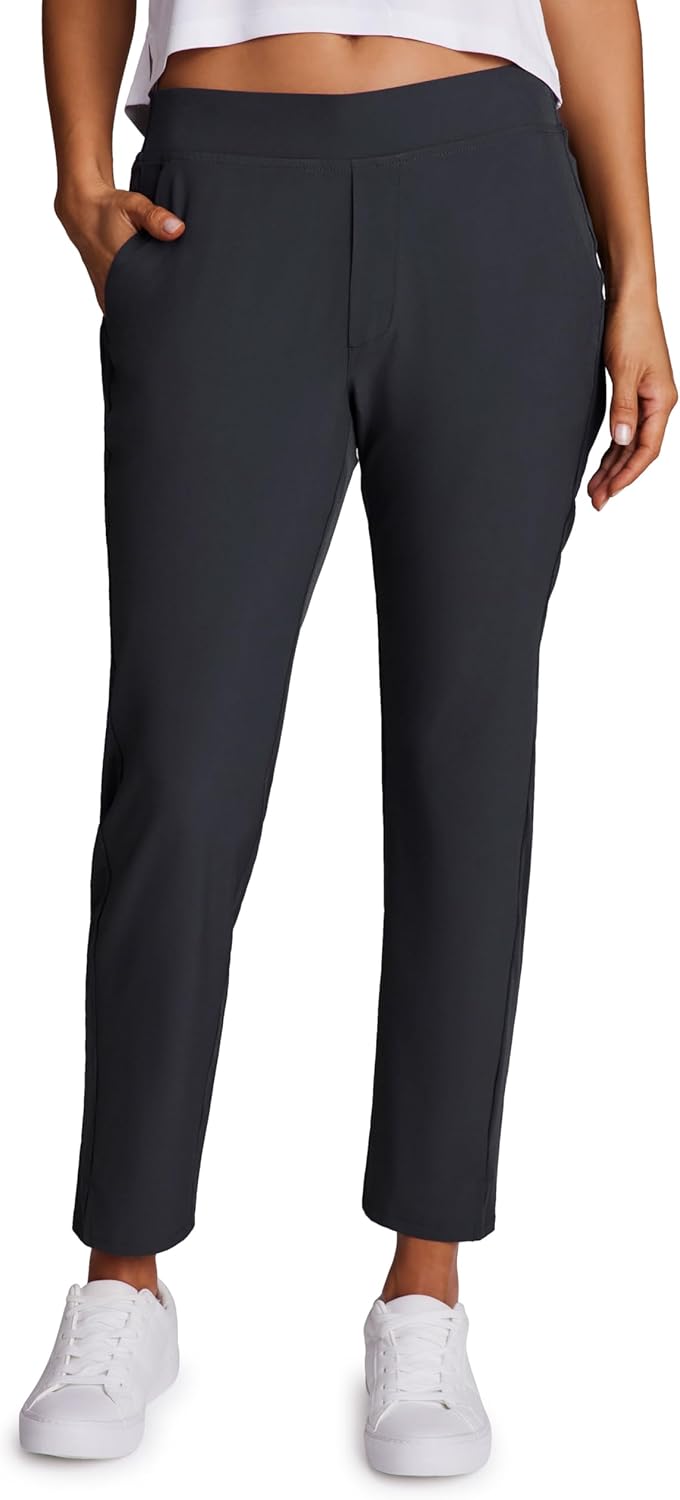 RBX Women's Ankle Pants - Quick-Drying, Lightweight Stretch Flat-Front Design | Perfect for Active Wear