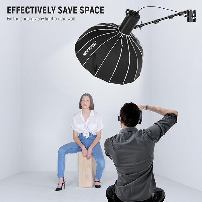 NEEWER Ring Light Wall Mount Boom Arm, Aluminum Alloy, 6.6lb/3kg Capacity