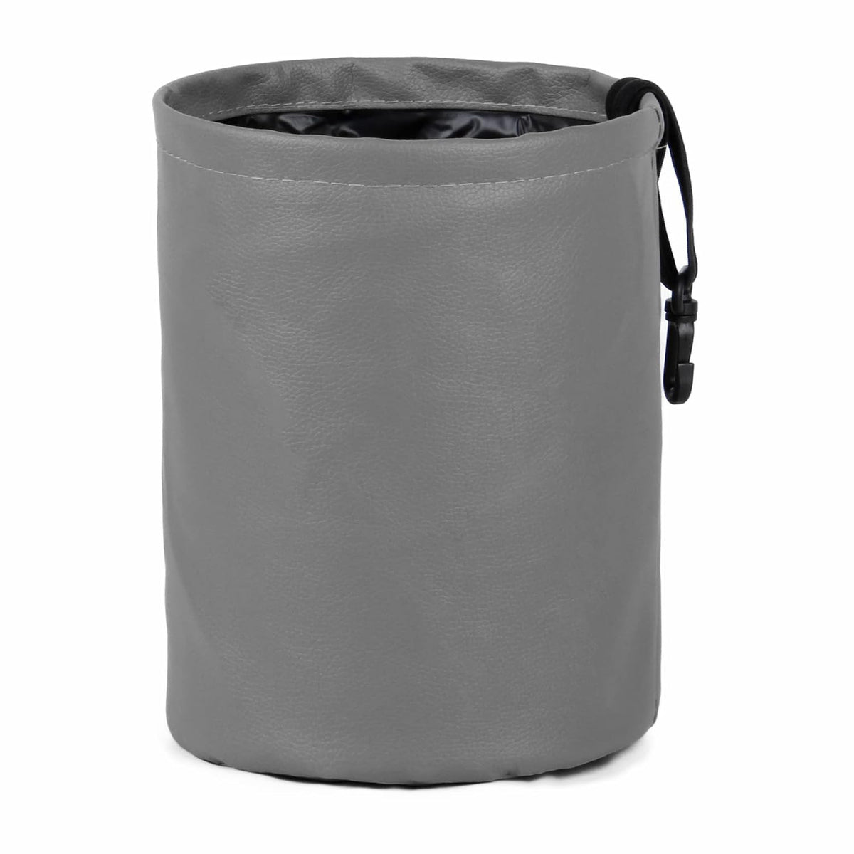 Car Trash Can Foldable PU Leather Car Garbage Can Waterproof Portable Multifunctional Car Accessories Interior Trash Bin Hanging for Headrest Black