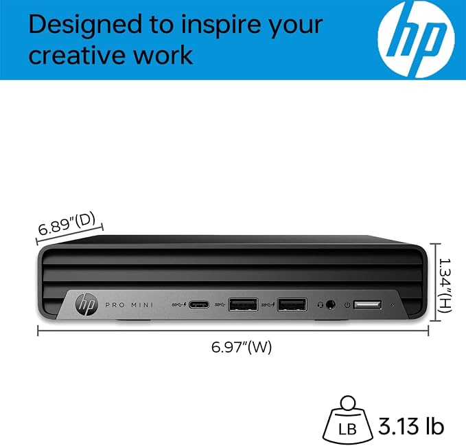 HP Mini Desktop PC Computer for Office Work, Data Processing, Accounting, Video Editing, Intel i7-12700T (16GB RAM, 512GB SSD), 3X 4K Output, Wired Keyboard & Mouse & Stand Included, Windows 11 Pro