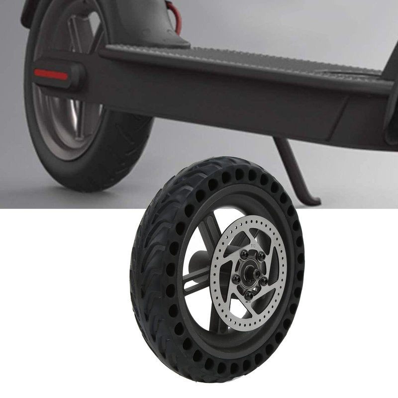 POENVFPO Electric Scooter Rear Tire, 8.5 Inch Rear Solid Tire Wheel Hub 110mm Brake Disk Electric Scooter Upgrade Parts Assembly Set