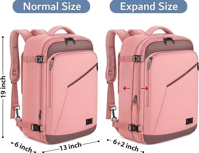 MATEIN Pink Travel Backpack for Women, 40L Water Resistant Carry on Backpack