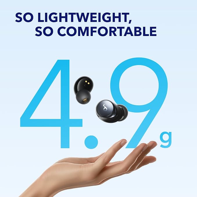 Soundcore by Anker Space A40 Adaptive Active Noise Cancelling Earbuds | Reduce Noise by Up to 98%, Ultra Long 50H Playtime, 10H Single Playtime, Hi-Res Sound, Comfortable Fit, Wireless Charge