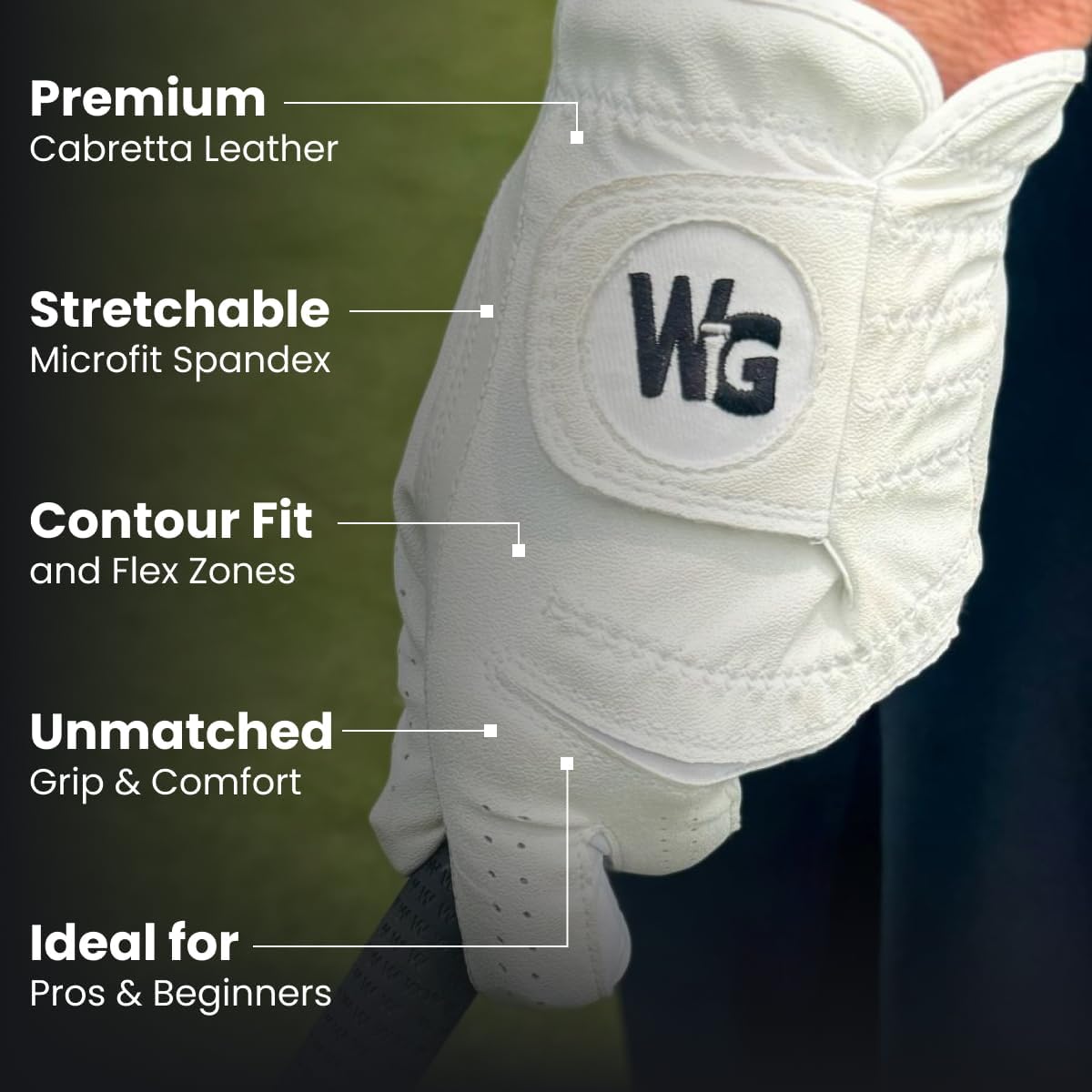 Wedge Guys Golf Gloves - Premium Cabretta Leather with Stretchy Microfit Spandex | Left Hand 3-Pack for Comfort & Grip