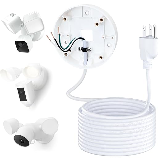 Power Cable and Plug-in Mount for Floodlight Cams Compatible
