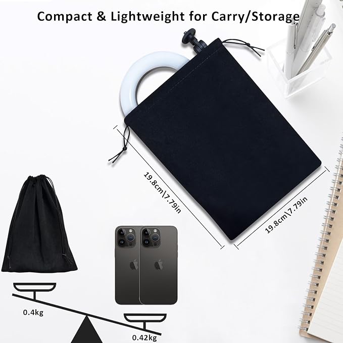 Desk Ring Light with Telescopic Stand, Travel Desktop Hola Light
