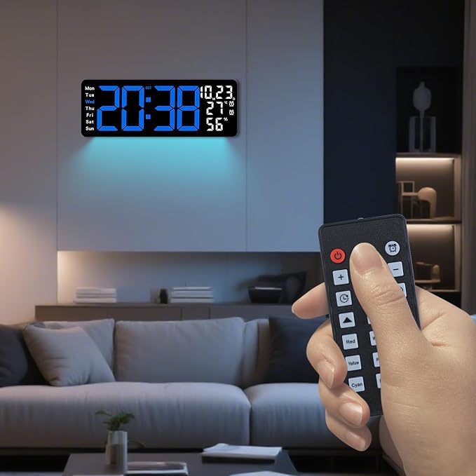 Digital Wall Clock Large Display, 17.3" Digital Clock