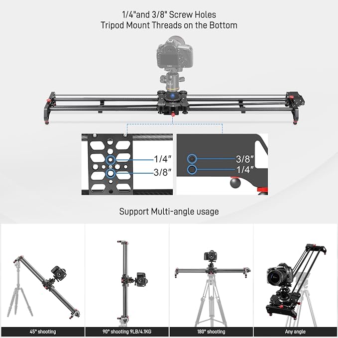 GVM 48"/120CM Carbon Fiber Motorized Camera Slider, Professional Camera Slider