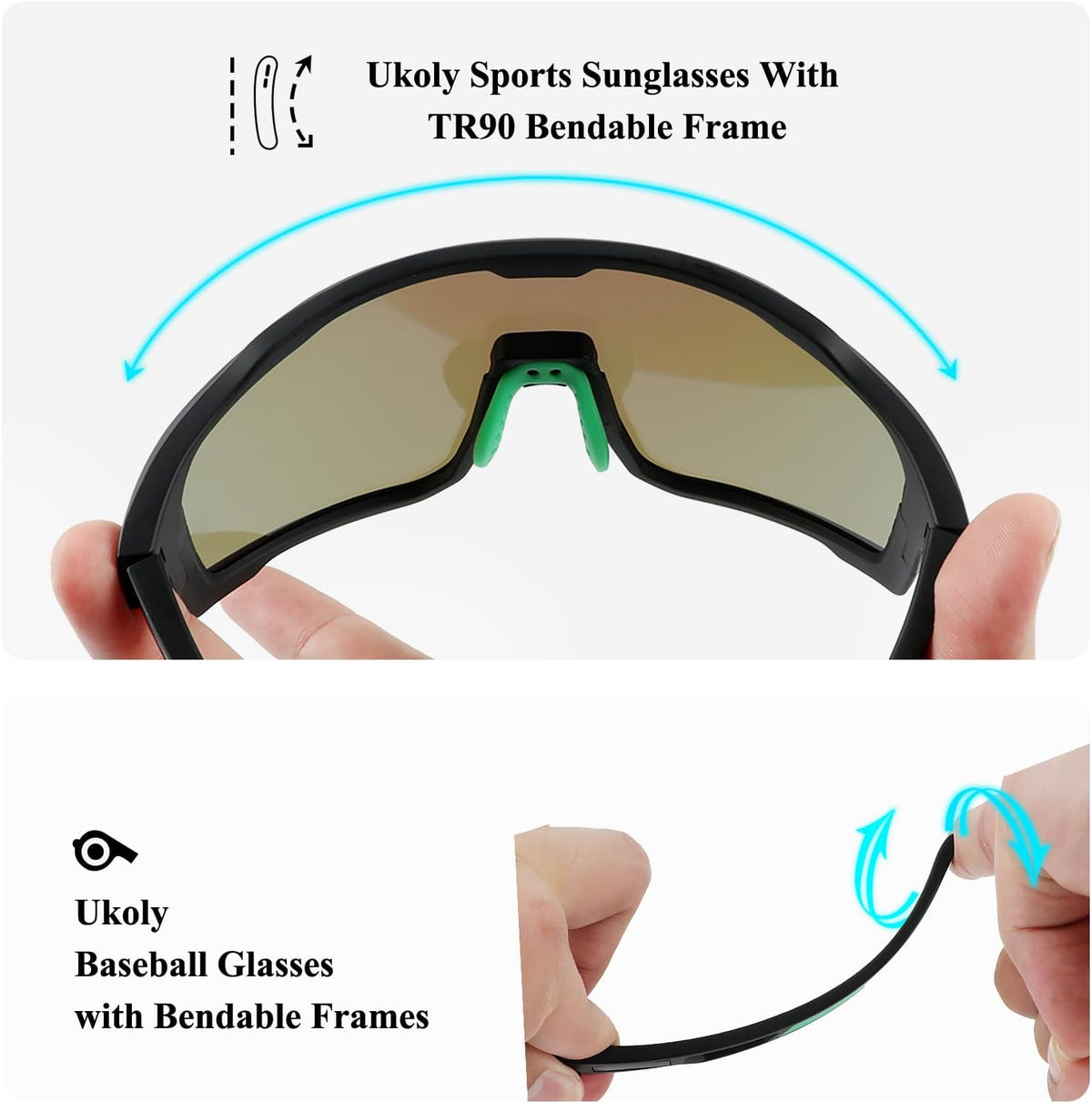 Ukoly Cycling Glasses - HD UV400 Sports Sunglasses for Men & Women | Ideal for Running, Baseball, Fishing & Golf