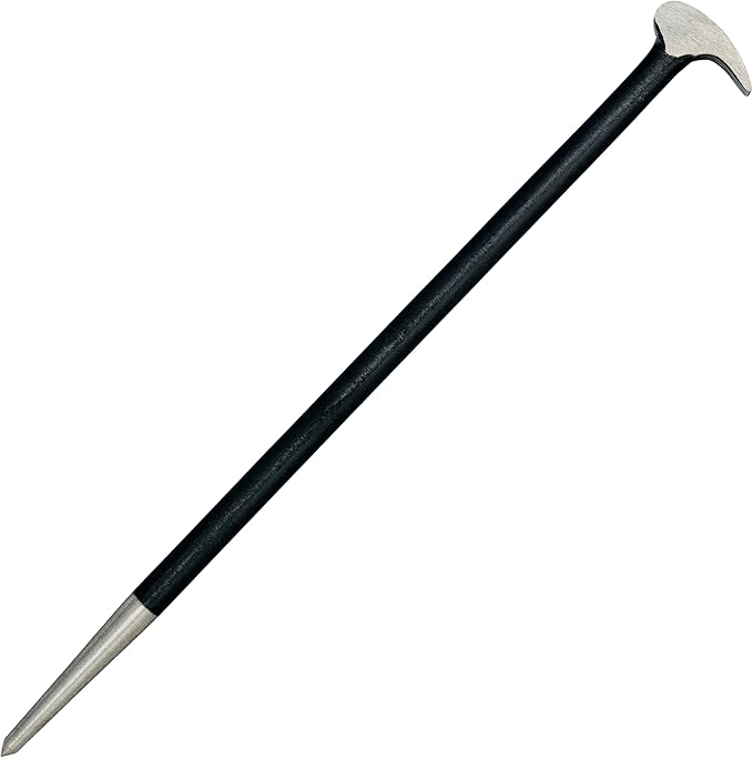 Ullman 16 in Heavy-Duty Lady Foot Roll Head Pry Bar with High Leverage Solid Steel Rolling Head and Tapered Aligning End for Contractors and Mechanics