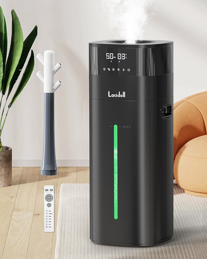 Warm and Cool Mist Humidifier Large Room, 5.3Gal/20L Humidifiers for Home 2500 sq ft, Whole House Humidifiers with Diffuser & Extended Tube, Air Humidifier for Bedroom Nursery Baby Plants