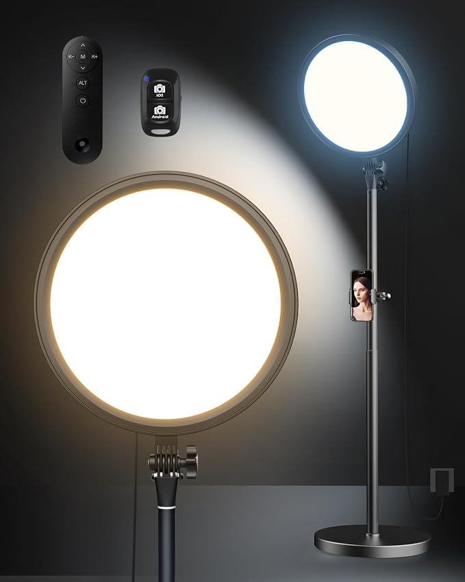 Aureday 12” Ring Light with Stand and Phone Holder, 79” Tall LED Circle Light