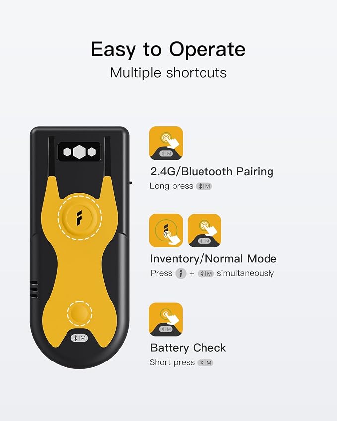 Inateck 2D Bluetooth Scanner, Mini and Portable, Support Barcodes on Screen