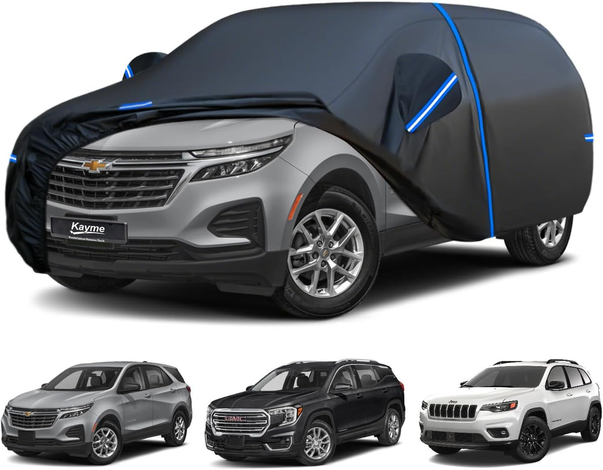 Kayme SUV Car Cover Custom Fit for Subaru Outback/Forester, Mazda CX-5 CX5 CX-50 CX50 CX 50, Windproof Upgraded & 100% Waterproof. All-Weather Full Exterior Cover Rain Sun Snow Protector with Towel.
