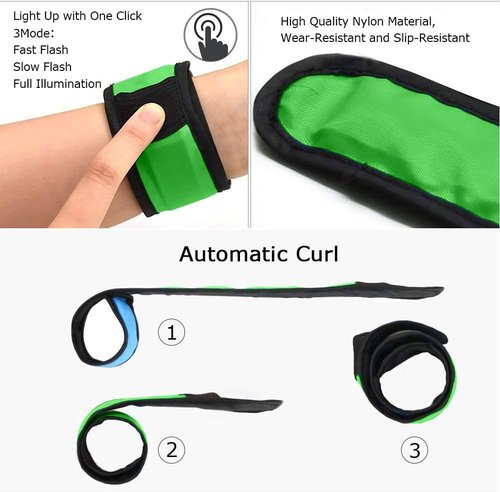 LOBKIN LED Safety Bracelets - Reflective Slap Armband for Kids | Night Walking & Running Light