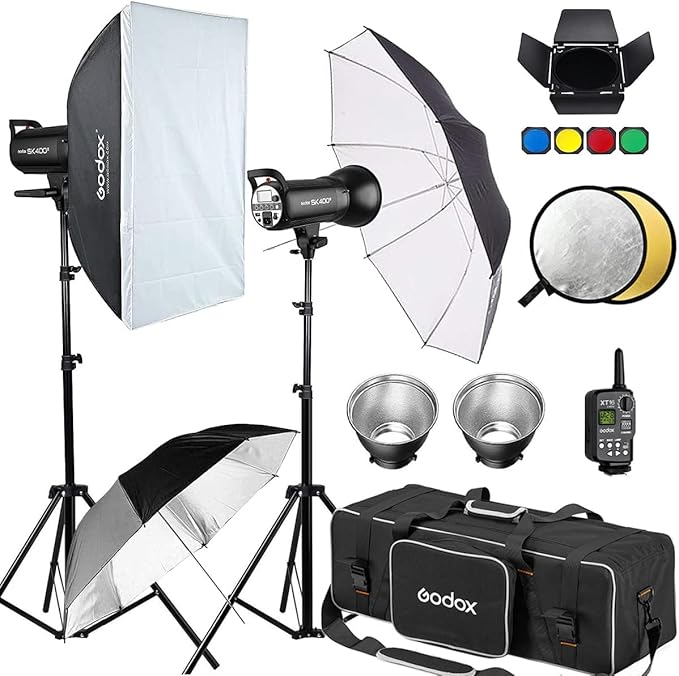 Godox 800W Professional Studio Flash Light Kit, 2-Light Godox SK400II Photo