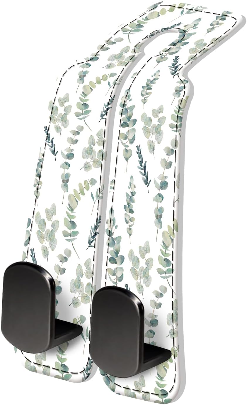 PU Leather Car Seat Hook, Storage Headrest Hanger, Cute Car Backseat Organizer, Car Hooks for Purses and Bags Tropical Hibiscus Leaves