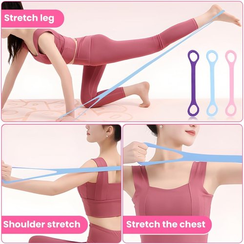 Figure 8 Fitness Resistance Bands - 3-Piece Set for Arm, Back & Shoulder Workouts | Elastic Exercise Ropes