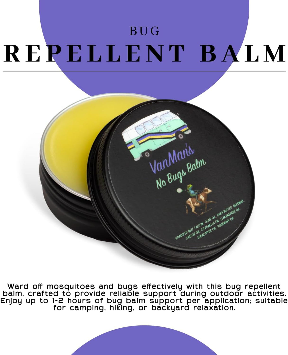 Vanman's Bug Balm - Natural Bug Repellent with Grass-Fed Beef Tallow & Essential Oils - 1 oz