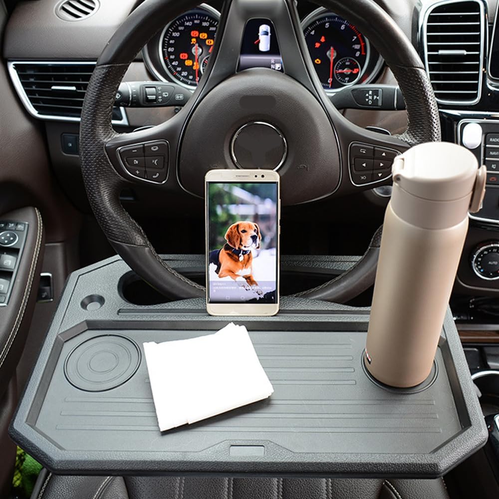 CYDZSW Car Steering Wheel Tray for Eating Food,Steering Wheels Desk Road Trip Essentials for Adults,Car Table Food Trays Organization,Cars Cool Interior Gadgets Accessories(Black)