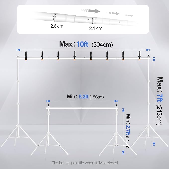 EMART Backdrop Stand 10x7ft Photo Studio Adjustable Background Stand Support kit