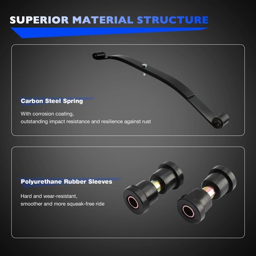 Heavy Duty Front 2 Leaf Springs Kits, Compatible with 1981+ Club Car DS and 2004+ Precedent Model Gas Electric Golf Carts, Replace 103628801 1012030 1015108 Front 2-Leaf Springs with Bushings Sleeves