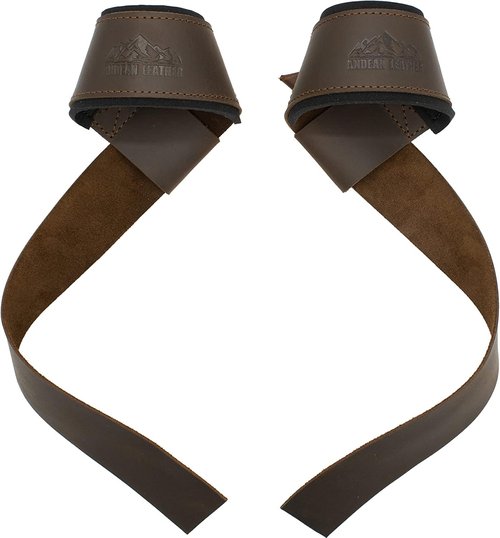 Andean Leather - Padded Neoprene Weightlifting Straps for Strength Training & Deadlifts - Durable Full Grain Leather