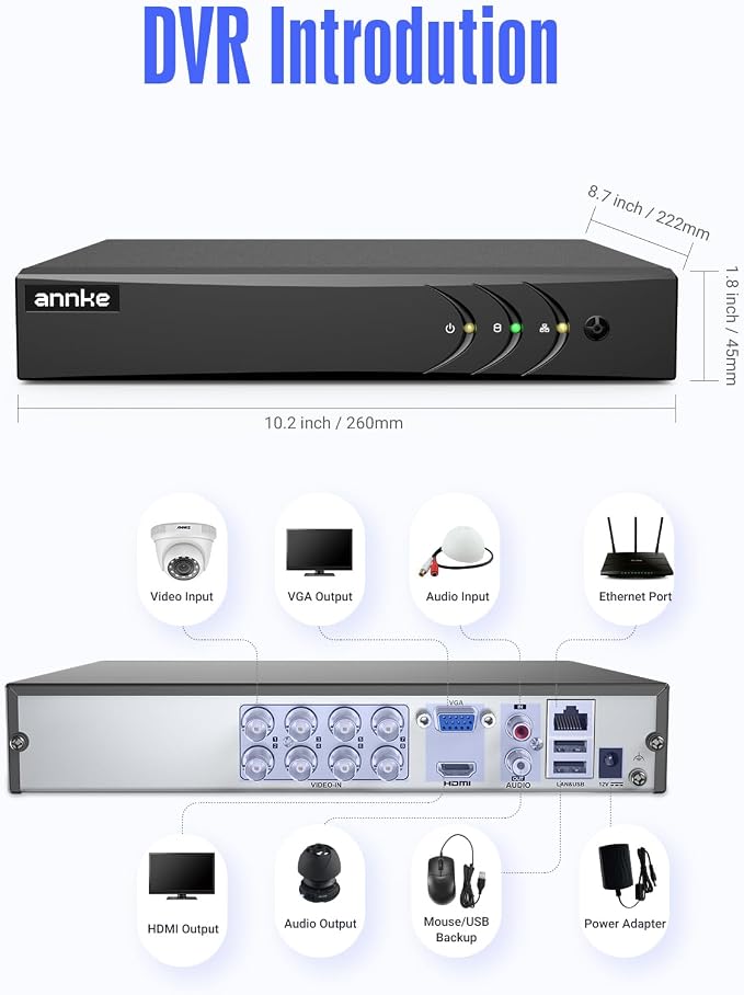 ANNKE 3K Lite 8 Channel Hybrid 5-in-1 Security Digital Video Recorder, H.265+