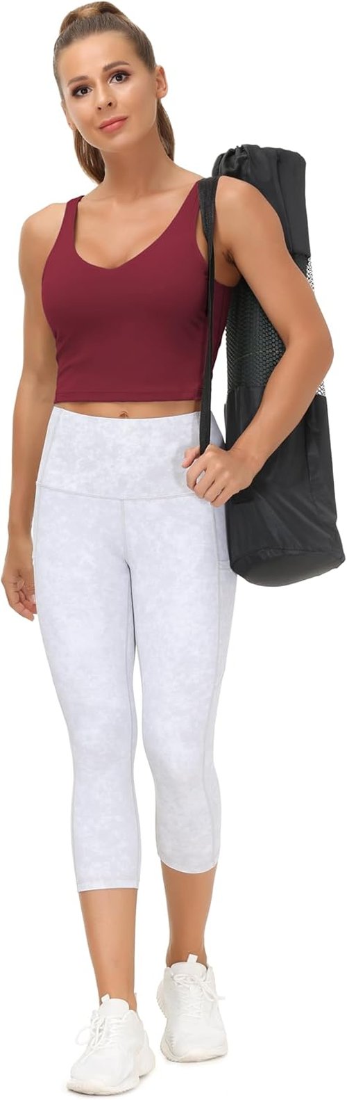 Gym People Women's Longline Sports Bra - Wirefree & Padded for Medium Support