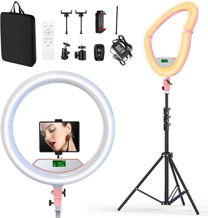 22" Large Ring Light with Stand, Foldable LED Big Ring Light Tripod