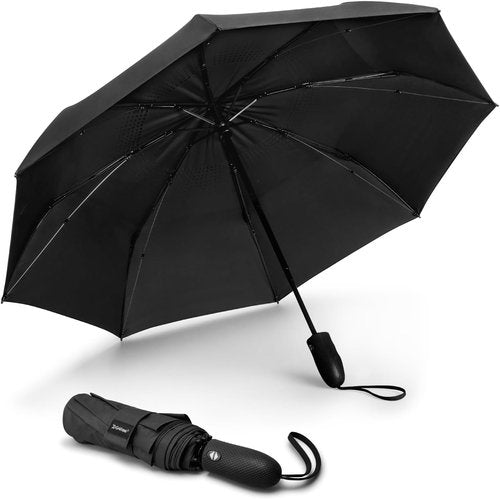 G4Free Windproof Travel Umbrella - 46-Inch Automatic Compact Design with Double Canopy & Fiberglass Frame