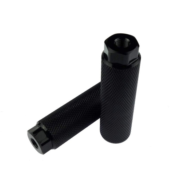 Zelerdo 2 Pairs Aluminum Alloy Bike Pegs for Mountain Bike Cycling Rear Stunt Pegs Fit 3/8 inch Axles (Pure black,100x28 mm)