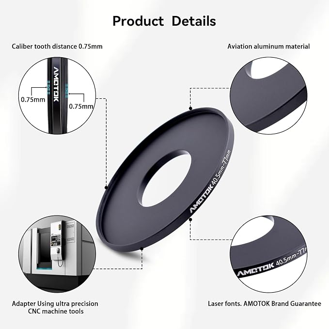 40.5mm Lens to 77mm Camera Lens Adapter, 40.5mm to 77mm Filter Step up Ring