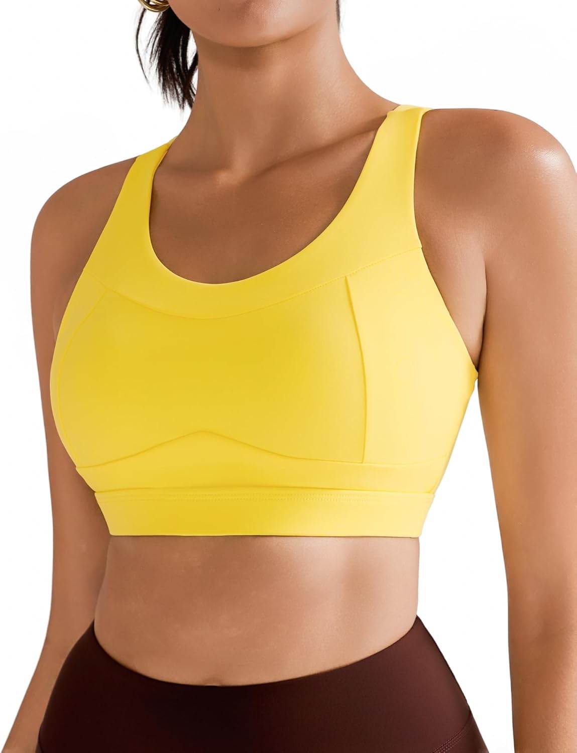 RUNNING GIRL High Impact Sports Bra - Racerback Workout Crop Tank Top for Women | Push-Up Design