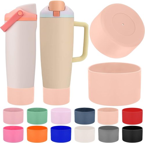 Mity Rain Protective Silicone Boots for Owala 30oz & 40oz FreeSip Sway Bottles - Light Peach, Enhances Stability & Prevents Scratches
