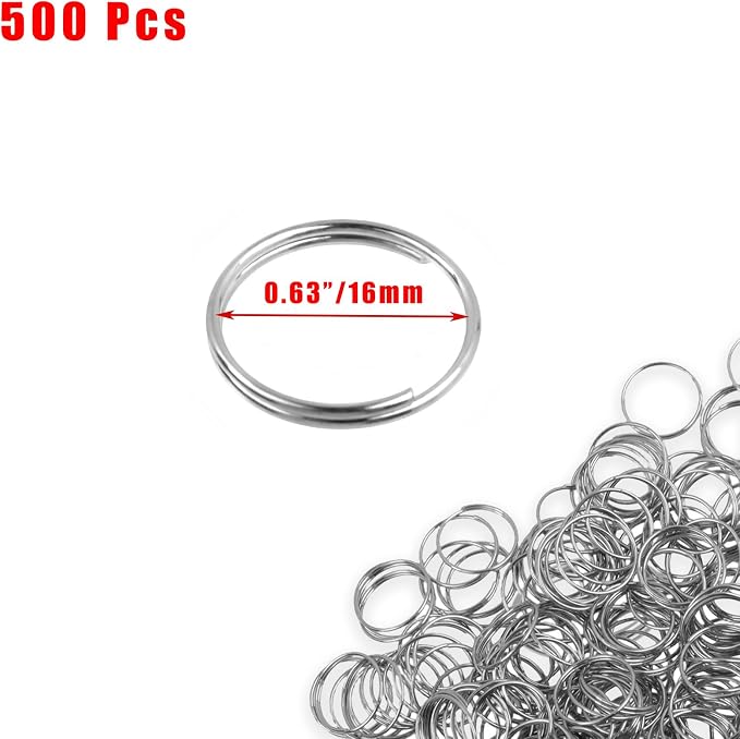 500PCS Stainless Steel Bright Silver Chandelier Split Rings, 0.63inch Diameter