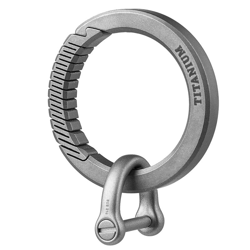TISUR Titanium Carabiner Keychain Clip,D Key Rings for Keychains,Quick Release Keychain,Key Chain Clip for Men Women (Gray-Round)