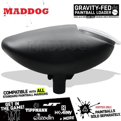 Maddog 200 Round Paintball Loader - .68 Cal Gravity-Fed Hopper | Universal Marker Accessory