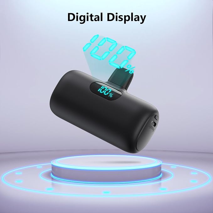 Mini Portable Charger for iPhone 14/13 Series,Upgraded 5000mAh PD Fast Charging Battery Pack,LCD Display Cute Power Bank Portable Phone Charger for iPhone 14/14 Pro Max/13/12 Pro/11/XS/XR/X/8/7/6