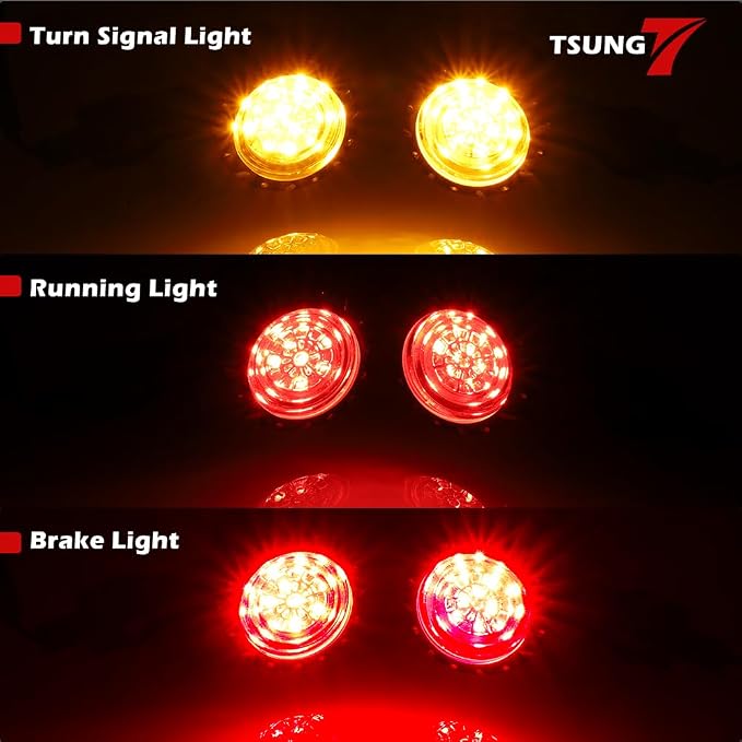 TSUNG 2PCS Motorcycle Rear Turn Signals LED Bullet SMD Blinkers Brake Tail