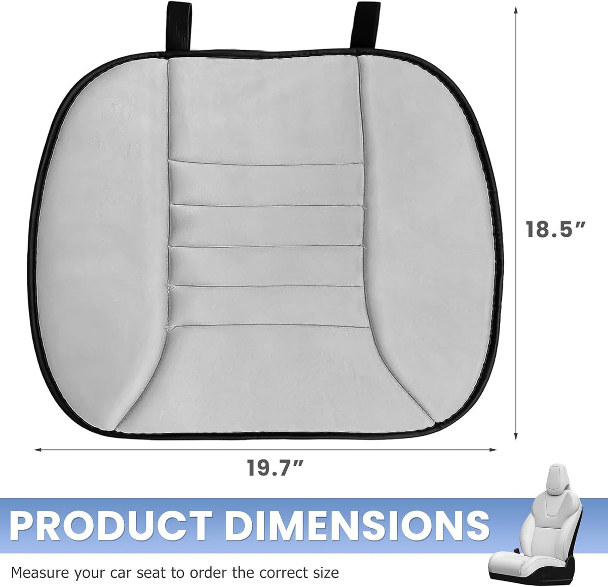 Car Seat Cushion, 1.2" Thick Comfort Memory Foam Seat Protector with Non-Slip Rubber Bottom, Breathable Fabric Driver Seats Cushion Pad for Sciatica Tailbone Back Pain Relief (Gray)