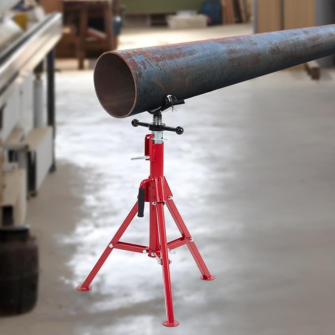 Garvee V-Head Pipe Jack Stand with 2-Ball,28-52 in Adjustable Height,1/8 in-12 in Capacity, 2500 LB Load Capacity,Heavy Duty Carbon Steel Body, Steel Jack Stands with Portable Folding Legs