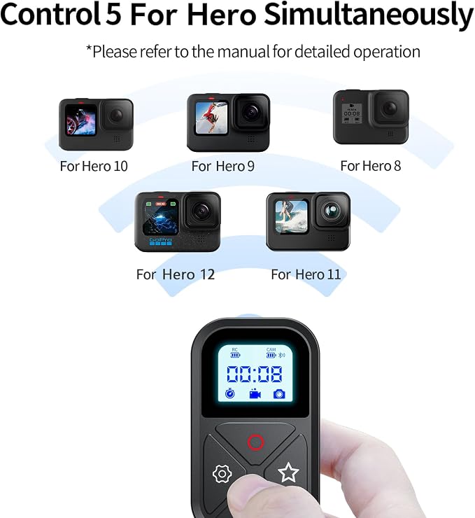 Smart Remote Control for GoPro，Wireless Camera Controller for Hero 12 11 10 9 8